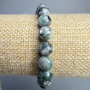 Lepidolite Bracelet, Natural Stone, Faceted Bead, Diameter 8.5 mm, Length 18 cm (Stretch)