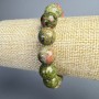 Heliotrope Jasper Bracelet with Natural Stone, Smooth Beads, 12.5 mm Diameter, 18 cm Length (Stretch)