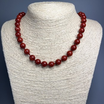 Necklace Red Jasper (imitation) smooth bead, diameter 10 mm, length 50 cm