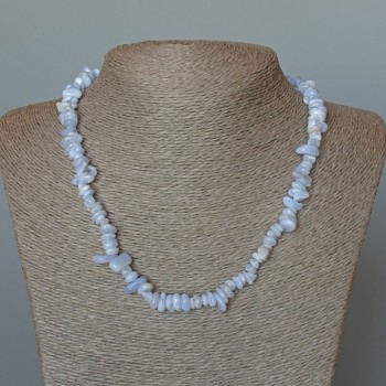 Blue Agate Necklace (Blue Chalcedony, Sapphirine) Natural gemstone, faceted beads, diameter 7x3 mm, length 48 cm +