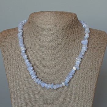 Blue Agate Necklace (Blue Chalcedony, Sapphirine) Natural Stone Faceted Beads, Diameter 8x3 mm, Length 48 cm +/-
