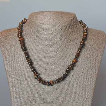 Bronzite chip necklace, natural stone, diameter 7×3 mm ±, length 47 cm ±