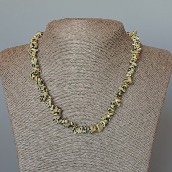 Dalmatian Jasper Necklace with Natural Stone Chips, Diameter 9×4 mm, Length 46 cm ±