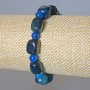 Blue Agate Bracelet, natural stone with bar-shaped elements (9x11 mm ±) and smooth bead (6 mm ±), length 18 cm ± (stretch)