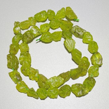Natural Peridot beads, uncut natural stone, faceted, diameter 10×14 mm, length 40 cm on thread