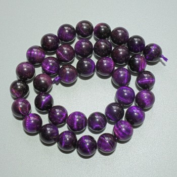 Purple Cat's Eye Beads, natural stone, smooth round beads, diameter 10.5 mm, length 38 cm on thread
