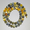 Yellow-Gray Cat's Eye Beads, natural stone, smooth round beads, diameter 6.5 mm, length 38 cm on thread