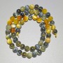 Yellow-Gray Cat's Eye Beads, natural stone, smooth round beads, diameter 6.5 mm, length 38 cm on thread