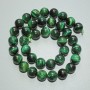 Green Cat's Eye Beads - natural stone, smooth round bead, 10mm diameter ±, 38cm length ± on thread
