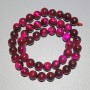 Raspberry Cat's Eye Beads, Natural Stone, Smooth Round Beads, 8 mm Diameter, approx. 37 cm Length on a Thread