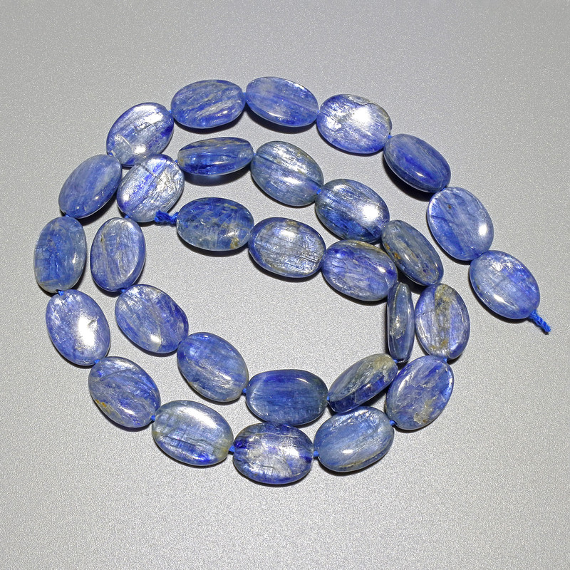 Kyanite Beads, Natural Stone, Oval, 10x14 mm, 40 cm length on thread