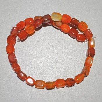 Orange agate beads, natural stone bar-shaped, diameter 9x12 mm ±, length 38 cm ±, on thread
