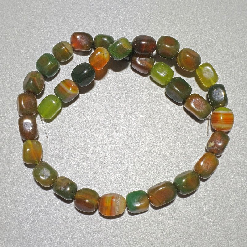 Beads Brazilian Agate natural stone bar, 9×12 mm, 38 cm length on thread