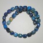 Blue agate beads, natural stone, rectangular bar shape, 9×12 mm, 38 cm long on thread