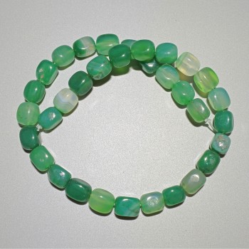 Beads of lime-green agate, natural stone, brick-shaped, 9×12 mm, length about 37 cm on thread