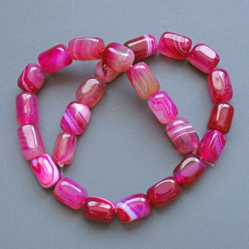 Raspberry Agate Beads, Natural Stone Bar-Shaped, 11×15 mm, Thread Length About 38 cm