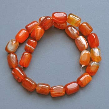 Orange agate beads, natural stone bar-shaped, diameter 11×15 mm, length 38 cm on a thread