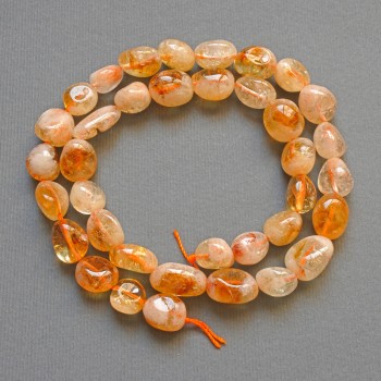 Citrine beads, natural stone, faceted, diameter 9x11 mm +/-, length 41 cm +/- on thread
