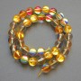 Opal glass beads, yellow chameleon, smooth balls, 10 mm diameter, 38 cm length on thread