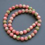 Beads 'Variscite' (imitation acrylic) pink, white and green smooth round beads, diameter about 10 mm, length about 40 cm on fishing line