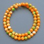 Beads 'Variscite' (acrylic imitation) green, orange and white, smooth beads, 7 mm diameter, 40 cm length on thread