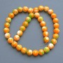 Beads 'Variscite' (acrylic imitation) green, orange and white smooth beads, diameter 10 mm, length 39 cm ± on a thread
