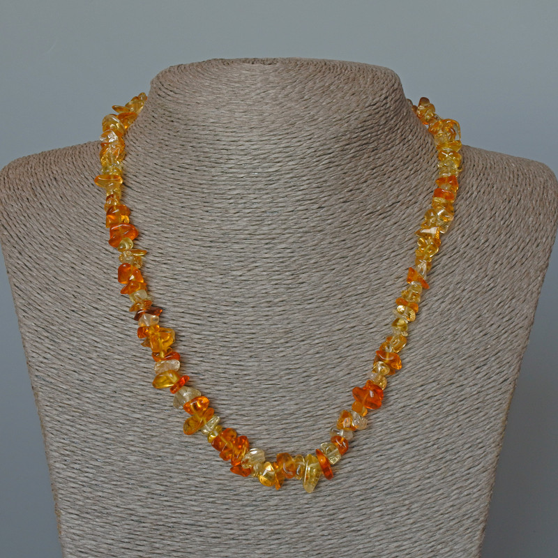 Citrine Necklace, natural gemstone chips, 8x4 mm diameter, length 49 cm