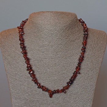 Brown Garnet Natural Stone Bead Necklace, 7x3 mm diameter, 48 cm long