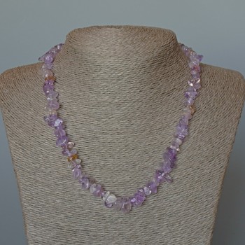 Natural Amethyst Necklace with Chip Beads, 9x4 mm diameter, 47 cm length