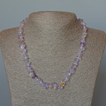 Necklace with Amethyst natural gemstone chips, diameter 8×3 mm, length 48 cm