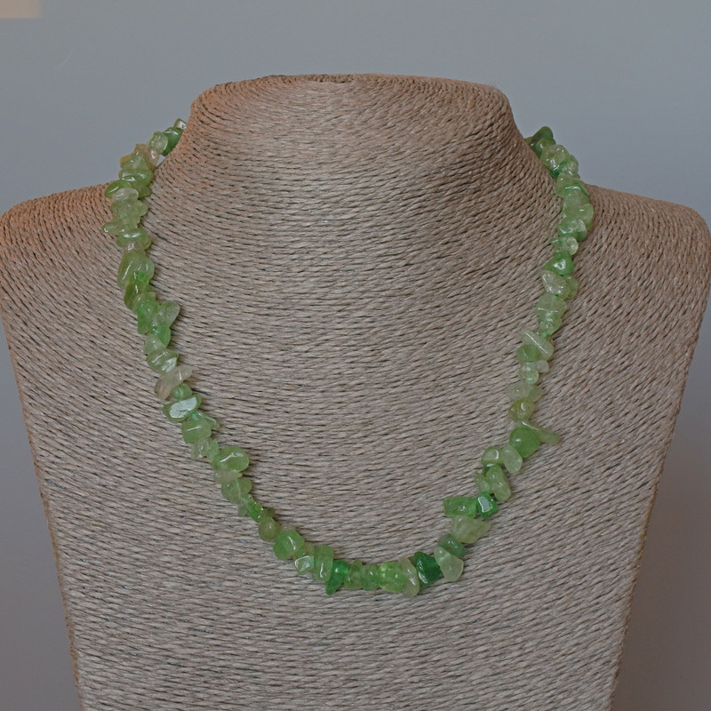 Green Aventurine Necklace with Natural Stone Chips, 8x4 mm, length 48 cm ±