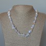 Blue Agate Necklace (Blue Chalcedony, Sapphirine) natural gemstone chips, diameter 8x3 mm, length 47 cm