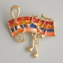 Notes Brooch with Multicolored Enamel, Gold-Tone Metal 33x26mm