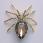 Brooch-pendant Spider with gray crystals, gray rhinestones, golden metal 56x64 mm