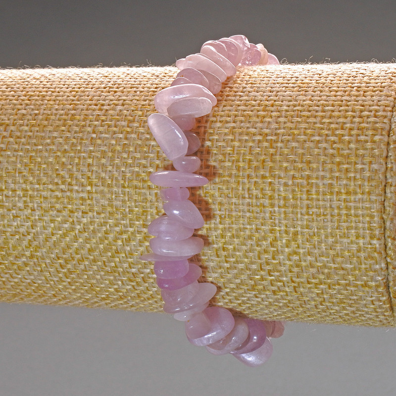 Kunzite Bracelet, natural stone chip, 8x4 mm diameter, 18 cm length (stretch)