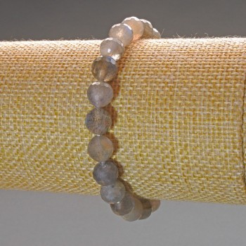 Labradorite Bracelet, Natural Stone Faceted Beads, 8mm Diameter, 18cm (Stretch)
