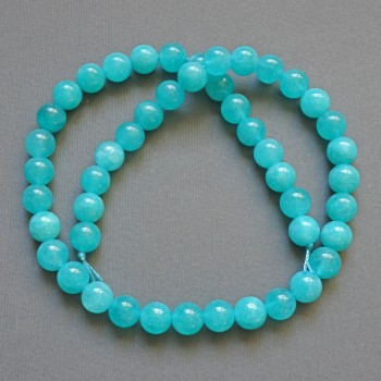 Aquamarine natural stone smooth bead, diameter 8.5 mm, length 38 cm on thread