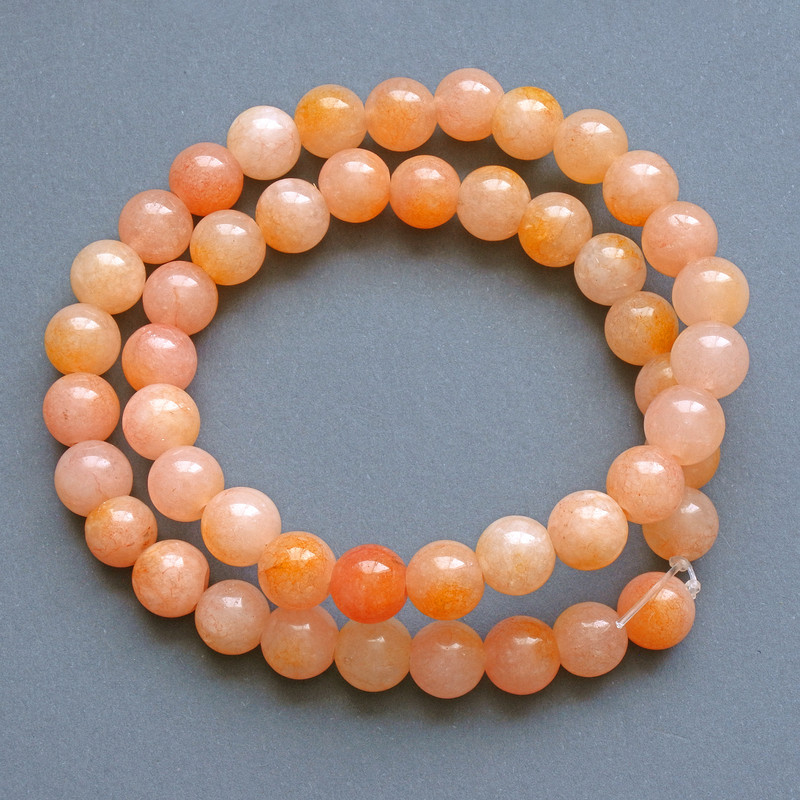 Tinted Quartz Beads, Smooth Round, 10mm Diameter, 38cm Length on Beading Thread
