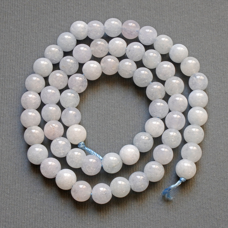 Aquamarine beads, natural stone, smooth round beads, diameter 6.5 mm, length 38 cm on thread