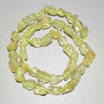 Citrine Quartz Beads, natural stone, flat-cut shape, 9x10mm, 40 cm length on thread