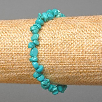 Turquoise Blue Chip Bracelet, 6x4 mm beads, length 18 cm (stretch)