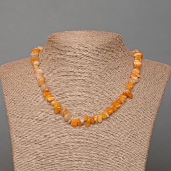 Beaded Necklace of Yellow Agate Natural Stone Chips, 8x4 mm, 46 cm length