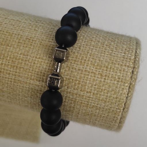 Shungite Bracelet 'Dumbbell', 10mm diameter, 18cm length +/- (stretch)