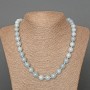 Aquamarine Necklace, natural stone, smooth bead, diameter 10 mm ±, length 50 cm ±