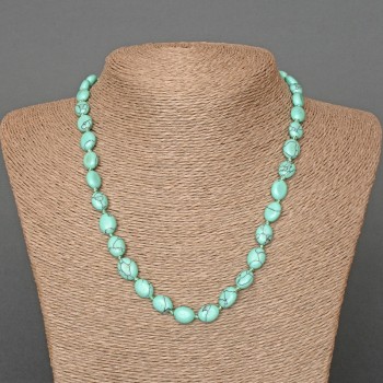 Turquoise Necklace (artificial) Oval Beads, 8x10 mm, length 48 cm +/-