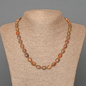 Picasso Jasper Necklace with natural stone, oval shape, 8x10 mm, length 48 cm