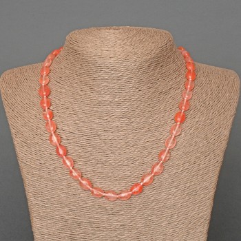 Natural chalcedony oval bead necklace, 8x10 mm, length 48 cm