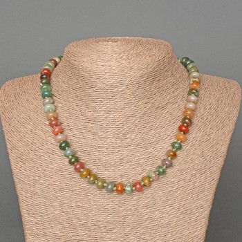 Green Jasper Necklace, natural stone, smooth rondels, diameter 8x5 mm, length 46 cm