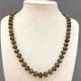 Heliotrope Jasper Necklace, natural stone, smooth rondels, 9x7 mm, length 48 cm