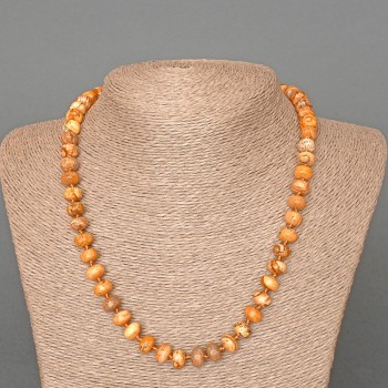 Landscape Jasper Necklace, natural stone, smooth rondelle, diameter 9x7 mm, length 49 cm +/-